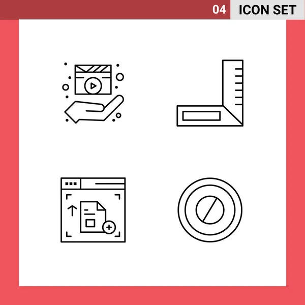 Mobile Interface Line Set Pictograms Director Web Media Player Construction — Stock Vector