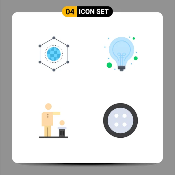 Flat Icon Pack Universal Symbols Network Web Connection Idea Idea — Stock Vector