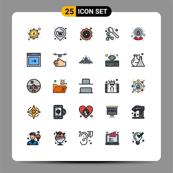 Universal Icon Symbols Group Modern Filled Line Flat Colors Location —  Vetores de Stock