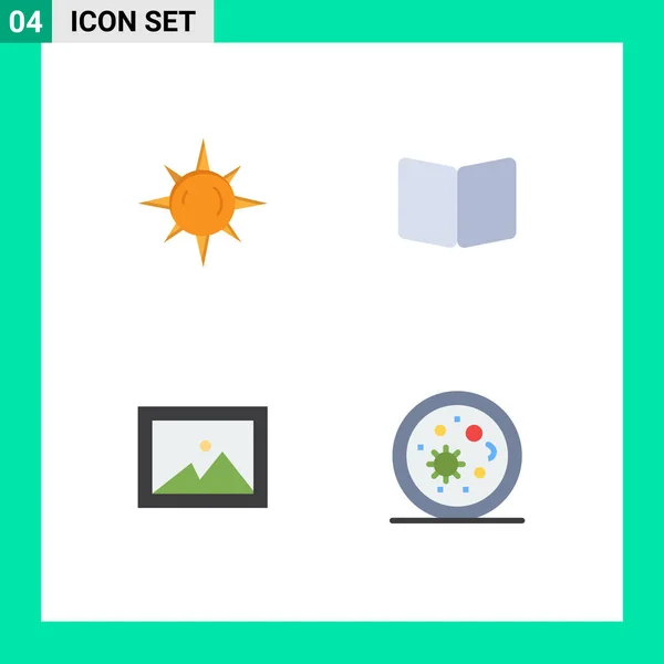 Flat Icon Concept Websites Mobile Apps Sun Image Open Layout — Stock Vector