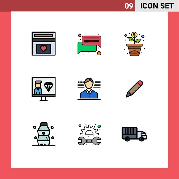 Conjunto Iconos Interfaz Usuario Moderna Símbolos Signos Para Hombre Programador — Vector de stock