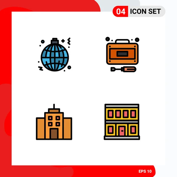 Conjunto Iconos Interfaz Usuario Moderna Símbolos Signos Para Globo Edificio — Vector de stock