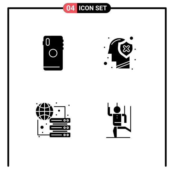 Grupo Glifos Sólidos Modernos Conjunto Para Teléfono Mente Reverso Cabeza — Archivo Imágenes Vectoriales