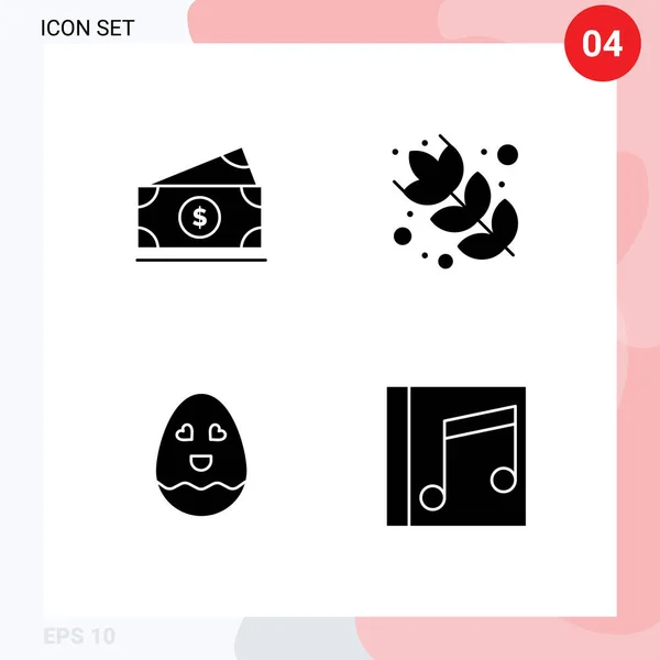 Group Modern Solid Glyphs Set Dollar Easter Usa Milt Media — 스톡 벡터