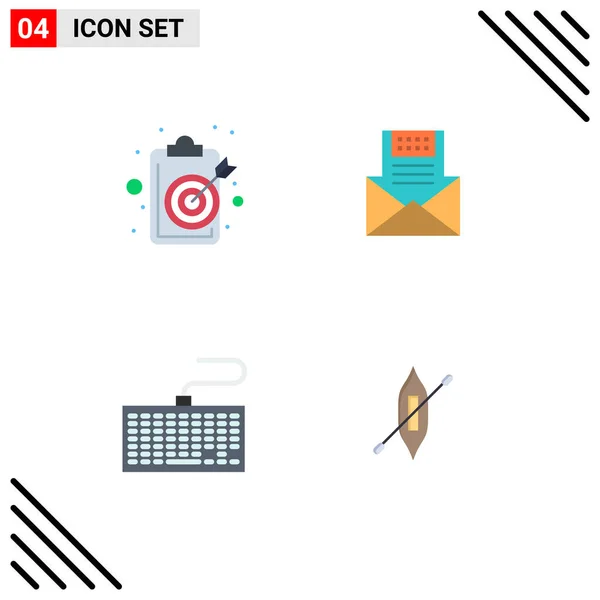 Interfaz Usuario Pack Iconos Planos Básicos Objetivo Envolvente Objetivo Comunicación — Vector de stock
