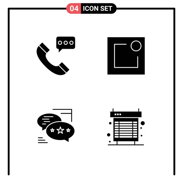Piktogramm Set Mit Einfachen Festen Zeichen Für Anruf Kommunikation Kontakt — Stockvektor