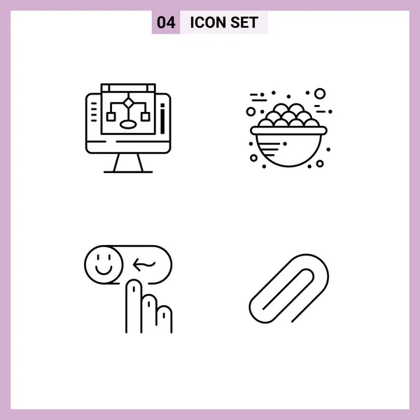 Pictogram Set Simple Filledline Flat Colores Intercambio Datos Emoción Computadora — Vector de stock