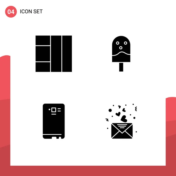 Universal Solid Glyphs Set Web Mobile Applications Grid Back Done — 스톡 벡터