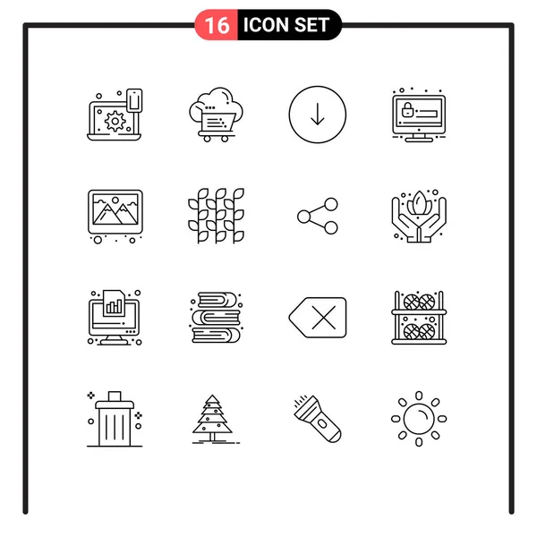 Set Modern Ikonok Szimbólumok Jelek Biztonság Seo Mail Jelszó Letöltés — Stock Vector