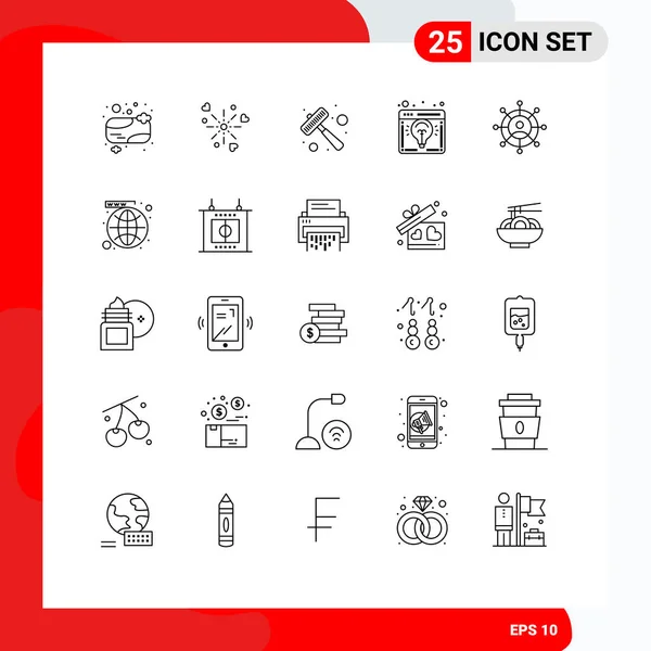 Universal Icon Symbols Grupo Líneas Negocio Modernas Lanzamiento Martillo Idea — Vector de stock