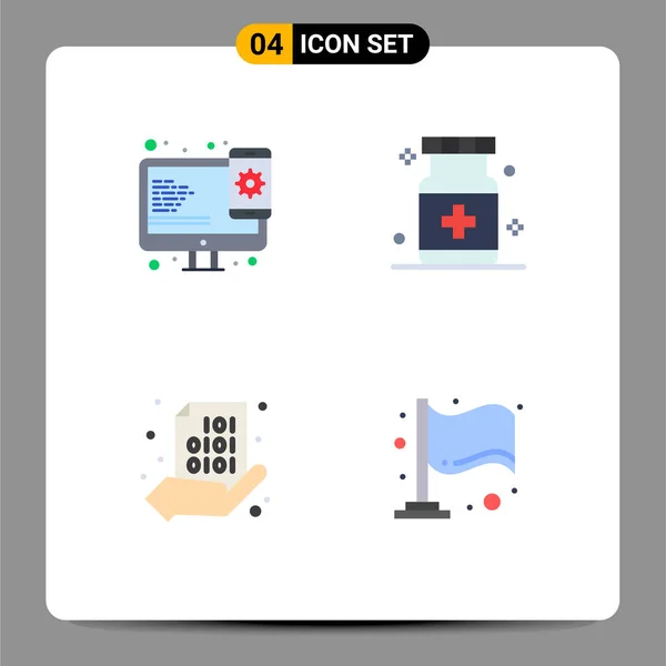 Conjunto Moderno Iconos Planos Pictografía Diseño Código Diseño Web Hospital — Vector de stock