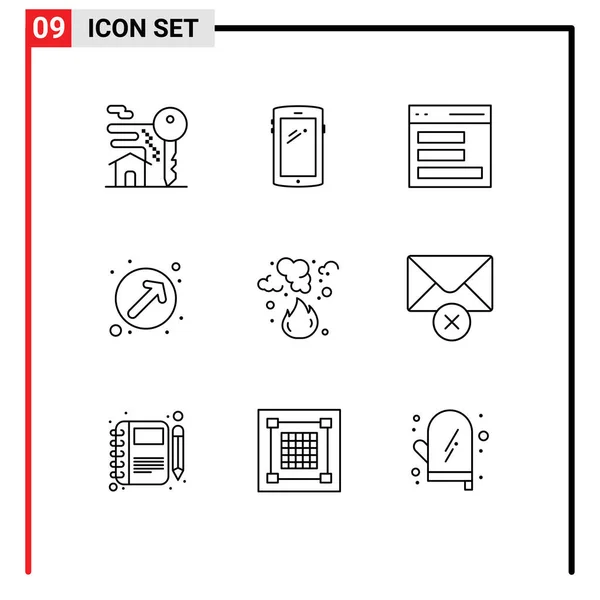 Set Dari Vektor Garis Besar Pada Grid Untuk Burn Pointer - Stok Vektor