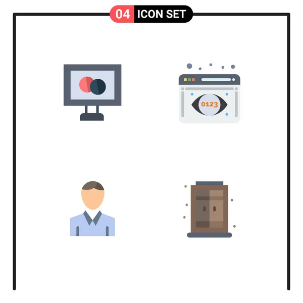 Pictogram Set Simple Flat Icons Medical Person Analytics Monitoring Account — Stock Vector