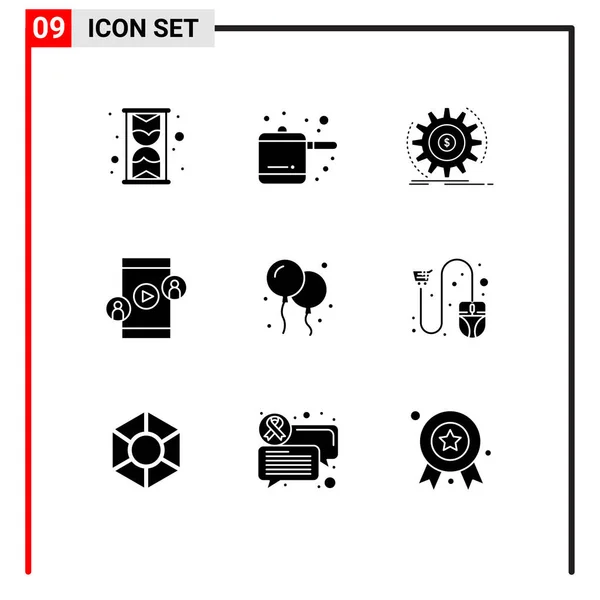 Creative Icons Modern Signs Symbols Cart Fly Making Balloon Technology — Stock Vector