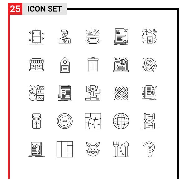 热门可编辑向量设计元素的25个通用符号的行软件包 — 图库矢量图片