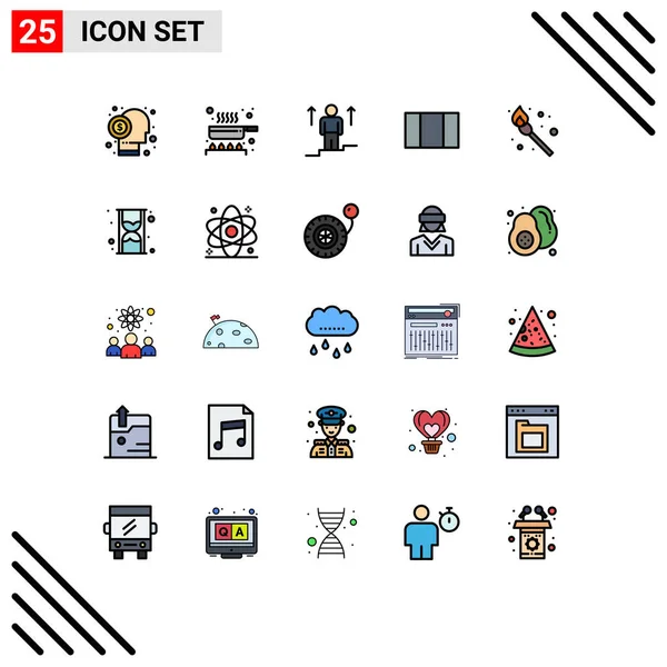 Universal Icon Symbols Group Modern Filled Line Flat Colors Fire — Vetor de Stock