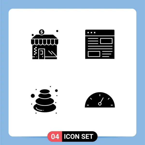 Universal Solid Glyphs Set Web Mobile Applications Business Hot Money — Stock Vector