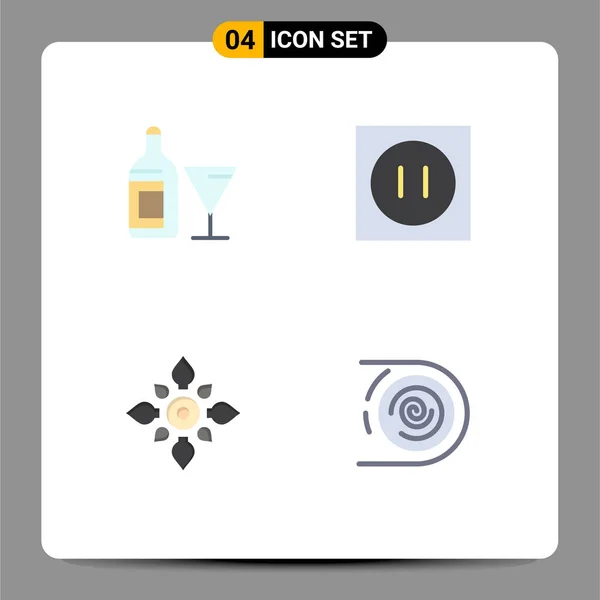 Set Iconos Planos Comerciales Pack Para Vidrio Decorar Vino Moderno — Archivo Imágenes Vectoriales