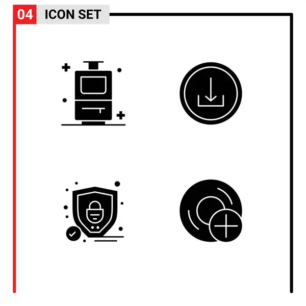 Solid Glyph Pack Universal Symbols Bag Shield Application Interface Computers — Stockvector