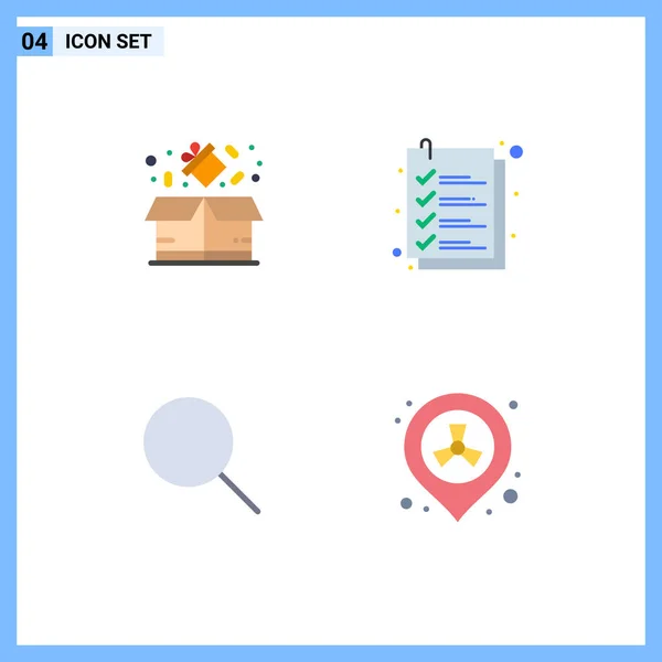 Modern Set Flat Icons Pictograph Box Search Sale List Gas — Stock Vector