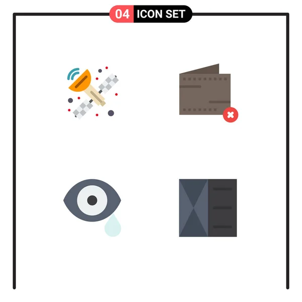 Modern Set Flat Icons Kommunikációs Piktográf Szem Közel Pénz Tudomány — Stock Vector