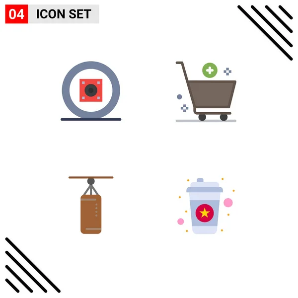 Set Iconos Planos Vectoriales Rejilla Para Caja Boom Bolsa Sonido — Vector de stock