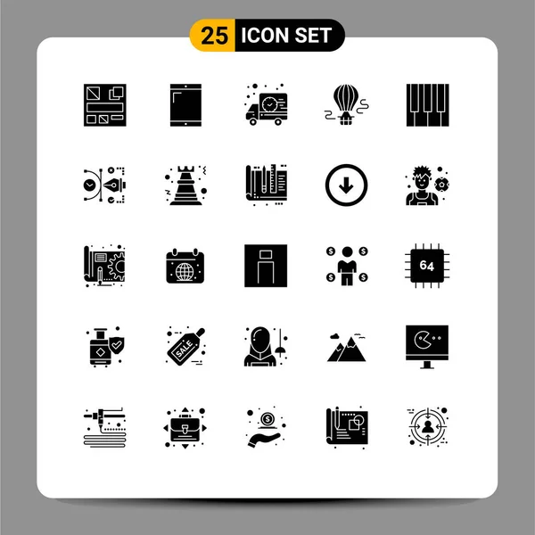 Set Modern Icons Symbols Signs Piano Keyboard Time Audio Hot — Stock Vector