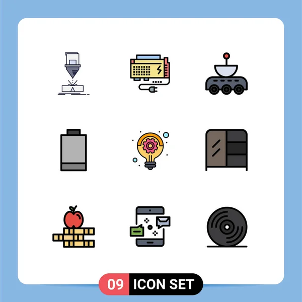 Pictogram Set Simple Filledline Flat Colors Power Battery Power Space — Stockový vektor