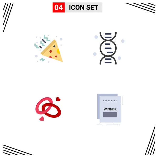 Signes Universels Icône Plate Symboles Confettis Bague Fiançailles Adn Bague — Image vectorielle