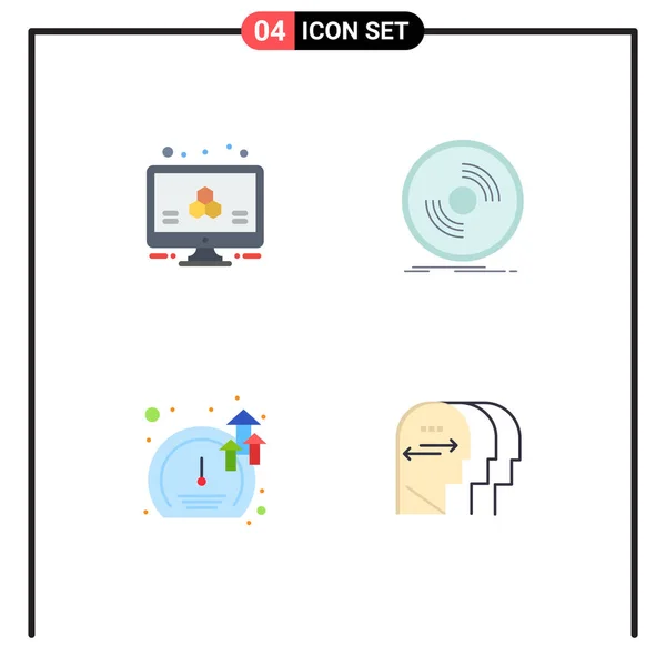 Set Iconos Planos Vectoriales Rejilla Para Átomo Metro Ciencia Fonógrafo — Vector de stock