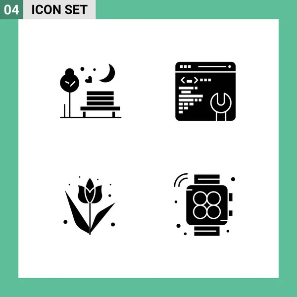 Conjunto Iconos Interfaz Usuario Moderna Signos Para Noche Pascua Romántico — Vector de stock