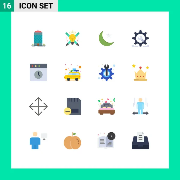 Benutzeroberfläche Flaches Farbpaket Moderner Zeichen Und Symbole Für App Schraubenschlüssel — Stockvektor