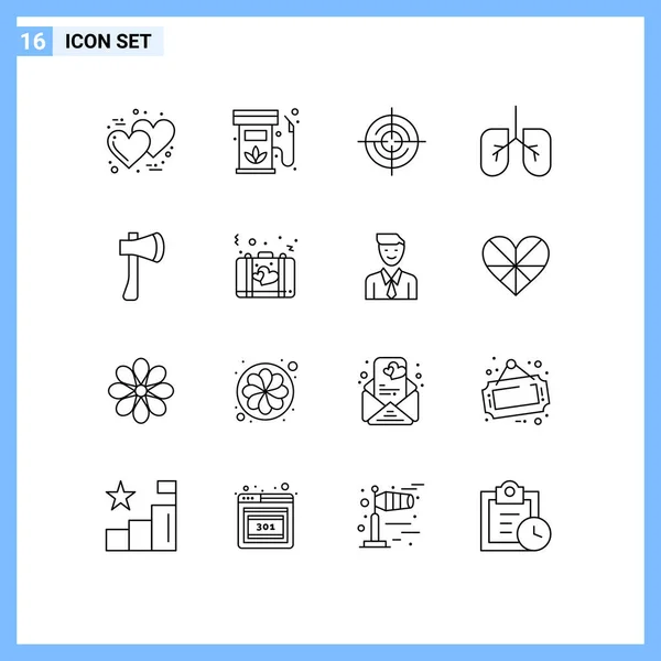 Stock Vector Icon Pack Mit Linienzeichen Und Symbolen Für Axt — Stockvektor