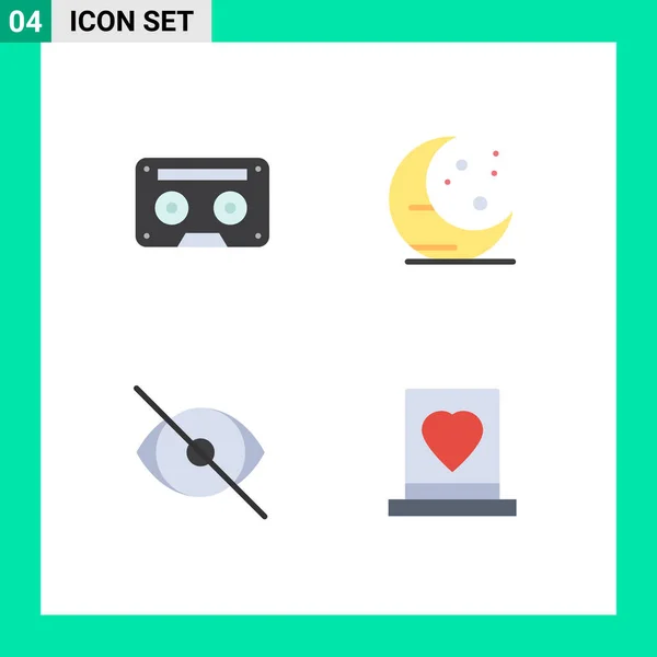 Flat Icon Pack Universal Symbols Analog Face Music Moon Vision — Stock Vector