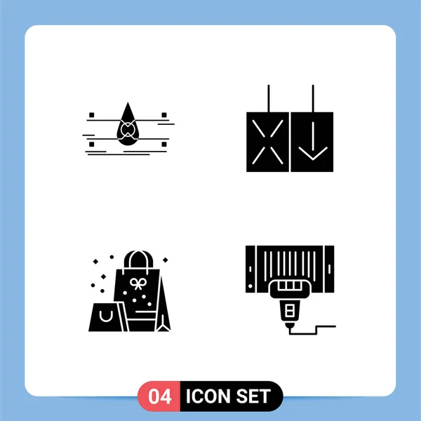 Pictogram Set Simple Solid Glyphs Water Gift Safety Reverse Surprise — Stock Vector