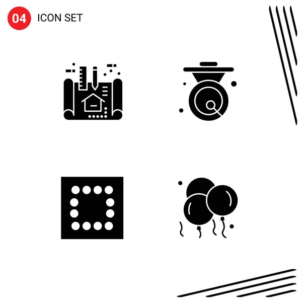 반사기 Solid Glyphs Editable Symbols Apartment Layout Scheme Chinese Balloon — 스톡 벡터