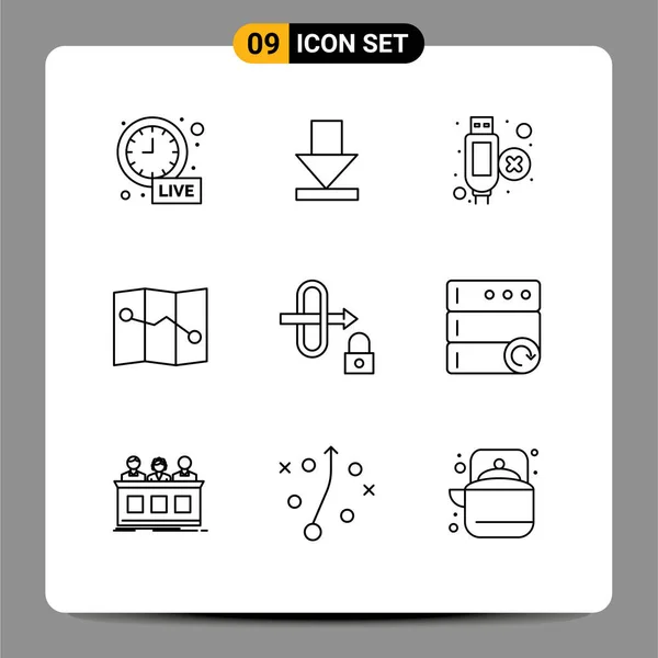 Stock Vector Icon Pack Line Signs Symbols Server Database Extension — Stock Vector