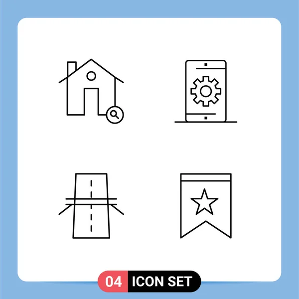 User Interface Pack Basic Filledline Flat Colors Buildings Search House — Διανυσματικό Αρχείο
