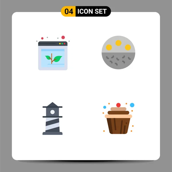 Mobile Interface Flat Icon Set Mit Piktogrammen Von Pfeil Strand — Stockvektor