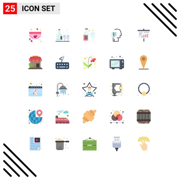 Set Modern Icons Symbols Signs Tasks Person Bottle List Whiskey — Stock Vector