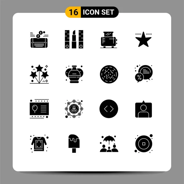 Stock Vector Icon Pack Znaki Symbole Linii Fajerwerków Hollywood Szminka — Wektor stockowy