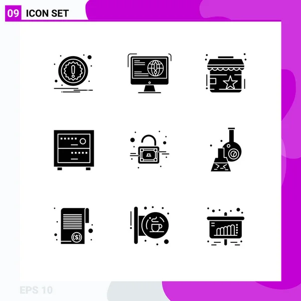Set Iconos Interfaz Usuario Moderna Símbolos Signos Para Desbloquear Bloquear — Vector de stock