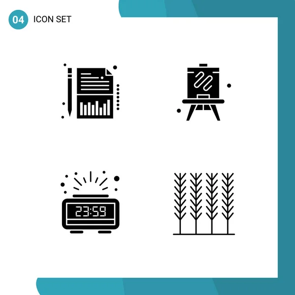 Conjunto Glifos Sólidos Comerciales Paquete Para Equilibrio Año Nuevo Hoja — Vector de stock