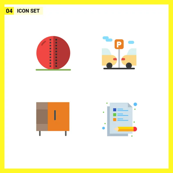 Benutzeroberfläche Flaches Icon Pack Moderner Zeichen Und Symbole Für Cricketball — Stockvektor
