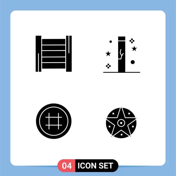 Ligne Vectorielle Modifiable Paquet Glyphes Solides Simples Construction Interface Célébration — Image vectorielle