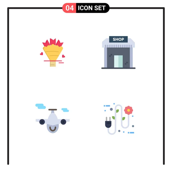 Set Iconos Planos Vectoriales Rejilla Para Belleza Avión Boda Educación — Vector de stock