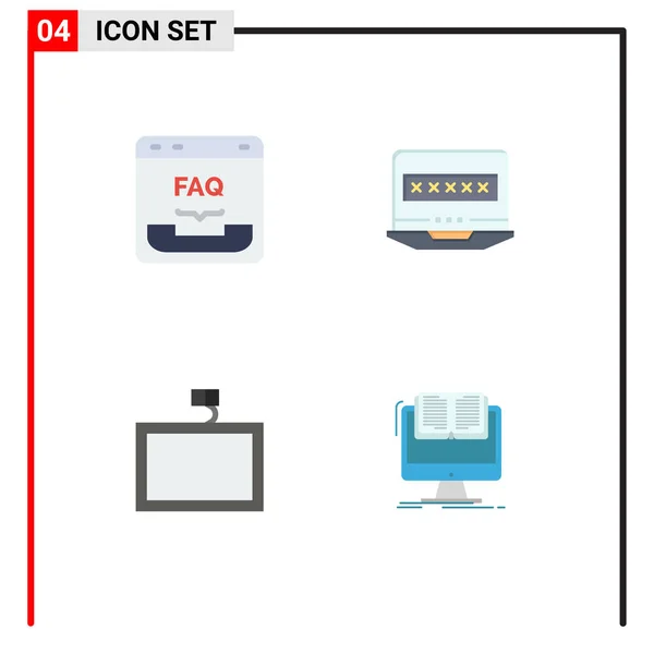 Pictogram Set Simple Flat Icons Browser Mount Faq Computer Wall — Stock Vector