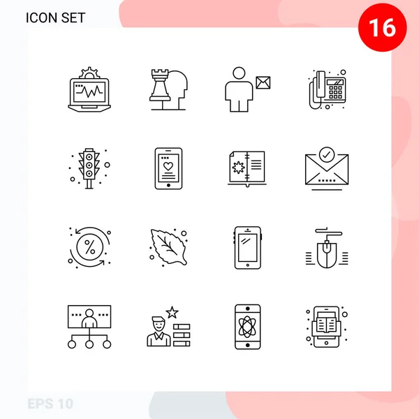 Conjunto Vector Outlines Grid Para Sinal Telefone Avatar Telefone Carta —  Vetores de Stock