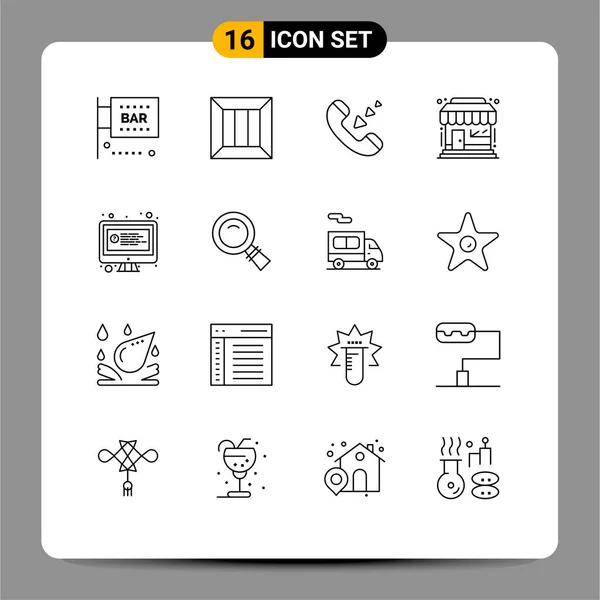 Stock Vector Icon Pack Mit Linienzeichen Und Symbolen Für Store — Stockvektor