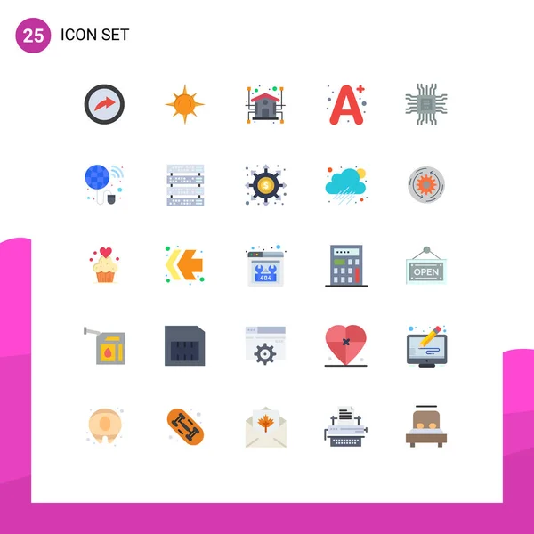 Flat Color Pack Universal Symbols Technology Cpu House Book Education — Διανυσματικό Αρχείο